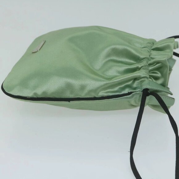 PRADA Drawstring Pouch Pouch Satin Green Auth 65661V - Picture 4 of 15